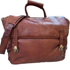 GIROMY SAMONI XL BRIEFCASE, BRN LEATHER, ADJ. REMOVABLE CROSSBODY STRAP